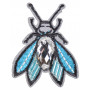 Iron mark/Motif Fly Blue with Beads 4x3,3cm - 1 pc