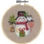 Permin Embroidery Kit Snowman dia.10cm