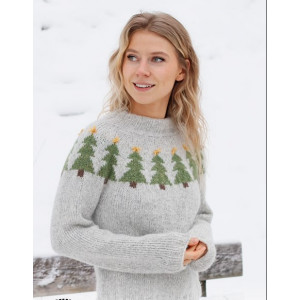 Merry Trees by DROPS Design - Knitted Jumper Pattern Sizes XS-XXL