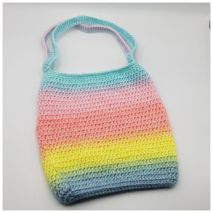 Rainbow Net with Double Handle by Rito Krea - Net Crochet Pattern 22x44 cm