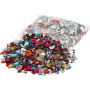 Rhinestones, assorted colours, D 6+10+14 mm, 2520 pc/ 1 pack