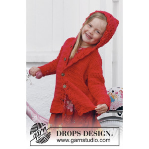 Little Red Riding Hood by DROPS Design - Crochet Children Jacket with Hood Pattern size 3 - 12 years