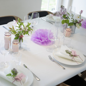 Table setting with Focus on Recycling in Pink theme by Rito Krea - Table Setting DIY Guide