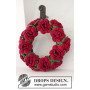 Christmas in Bloom by DROPS Design - Crochet Christmas Wreath with flowers Pattern 22 cm