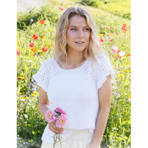 White Roses Top by DROPS Design - Knitted Top Pattern Sizes S - XXXL