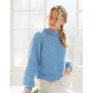 Blueberry Cream Sweater by DROPS Design - Knitted Jumper Pattern Sizes S - XXXL
