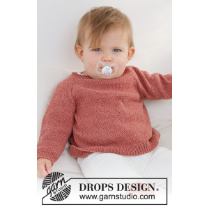 Rosy Cheeks Sweater by DROPS Design - Knitted Jumper Pattern Size 0 months - 4 years