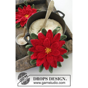 Christmas Star by DROPS Design - Crochet Pot Holders Christmas Star Pattern 22 and 15 cm - 2 pcs