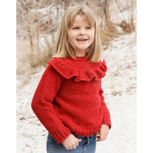 Red Hibiscus by DROPS Design - Knitted Jumper Pattern Sizes 3-14 years
