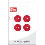 Prym Flat Plastic Button Red 15mm - 4 pcs
