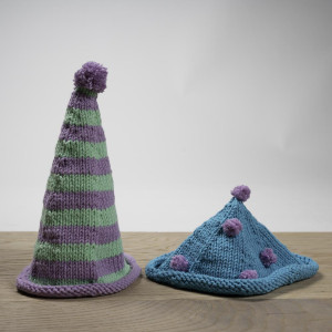 New Year's Hats by Rito Krea - New Year's Hats Knitting Pattern, 2 pcs.