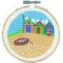 Permin Embroidery Kit Beach Houses Ø10cm