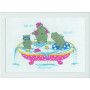 Permin Embroidery Kit Hippo in pool 29x20cm
