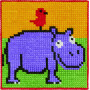Permin Embroidery Kit Children's Kit Hippo 25x25cm