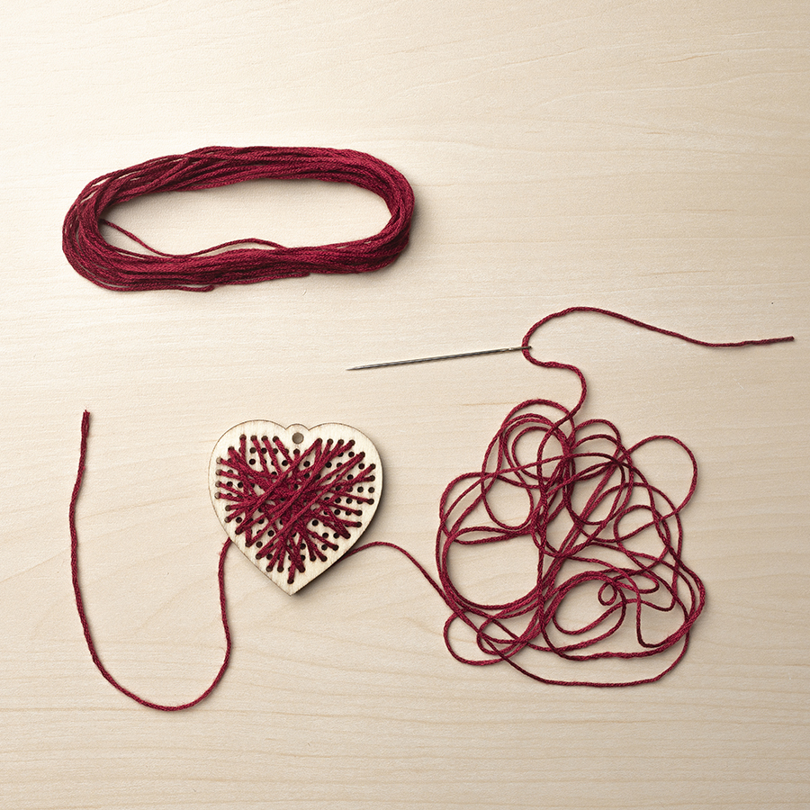 Guide for Heart Embroidery/Sewing on Wooden Plate 