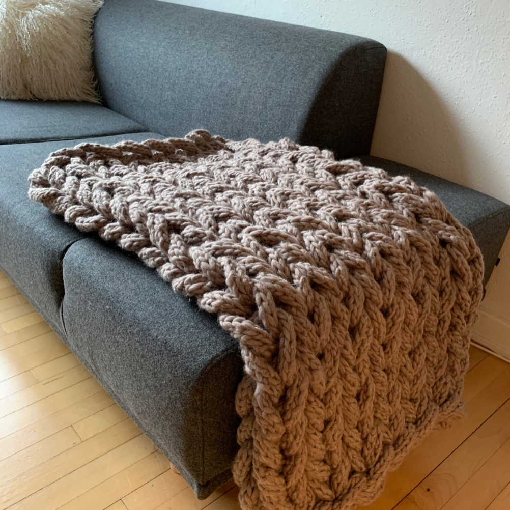 Free Finger and Arm-Knitting Pattern Chunky Blanket ...